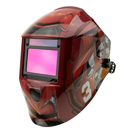 Powerweld Auto-Darkening Welding Helmet with Variable Shade TrueColor Lens, Shades 4-13, Race Car PWH9000G3